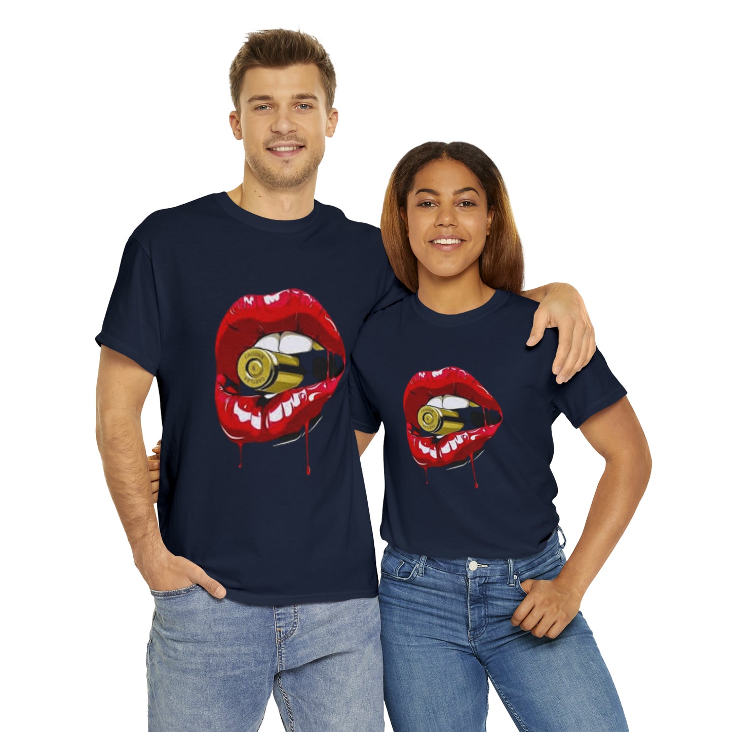 Lips with bullet. Unisex Heavy Cotton Tee