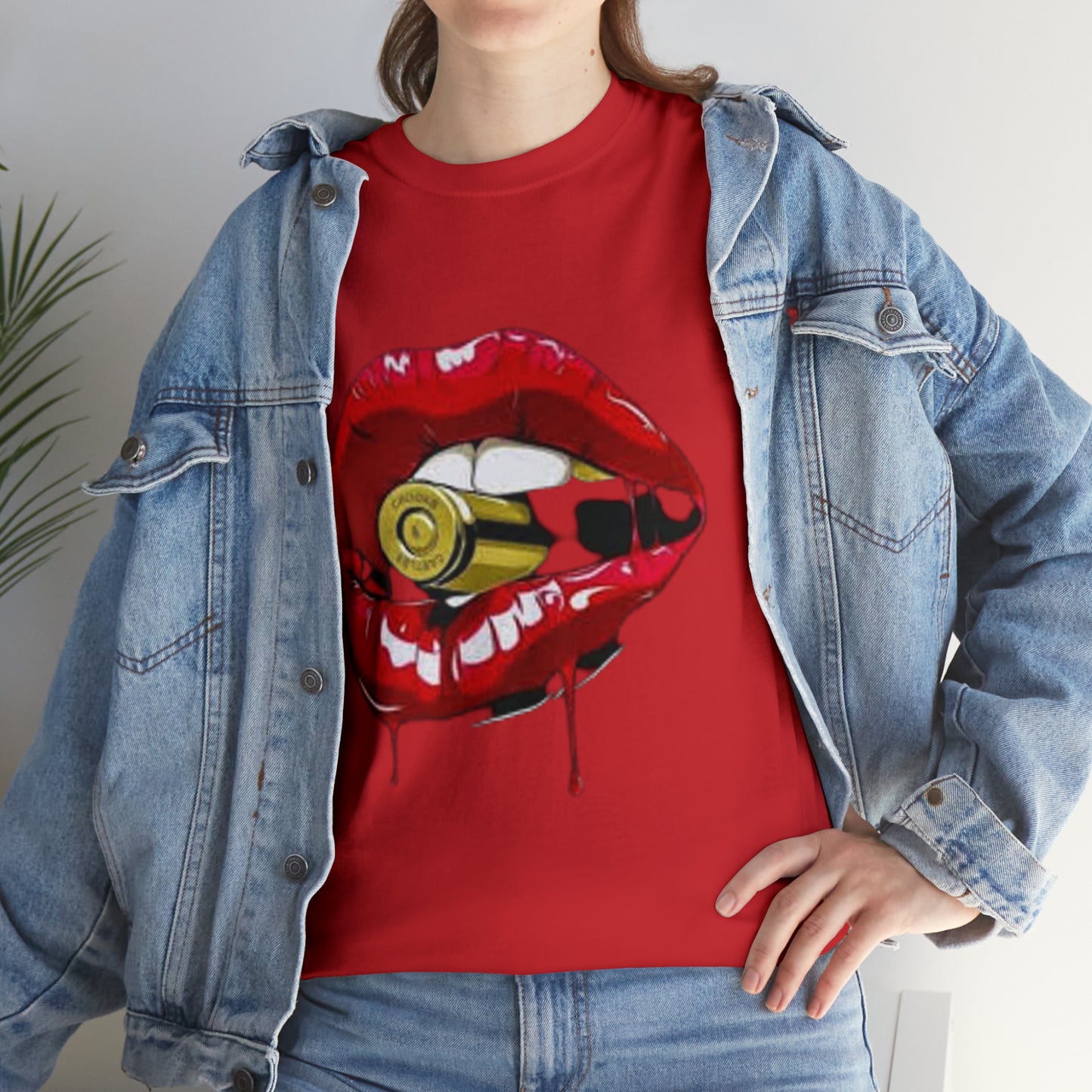 Lips with bullet. Unisex Heavy Cotton Tee