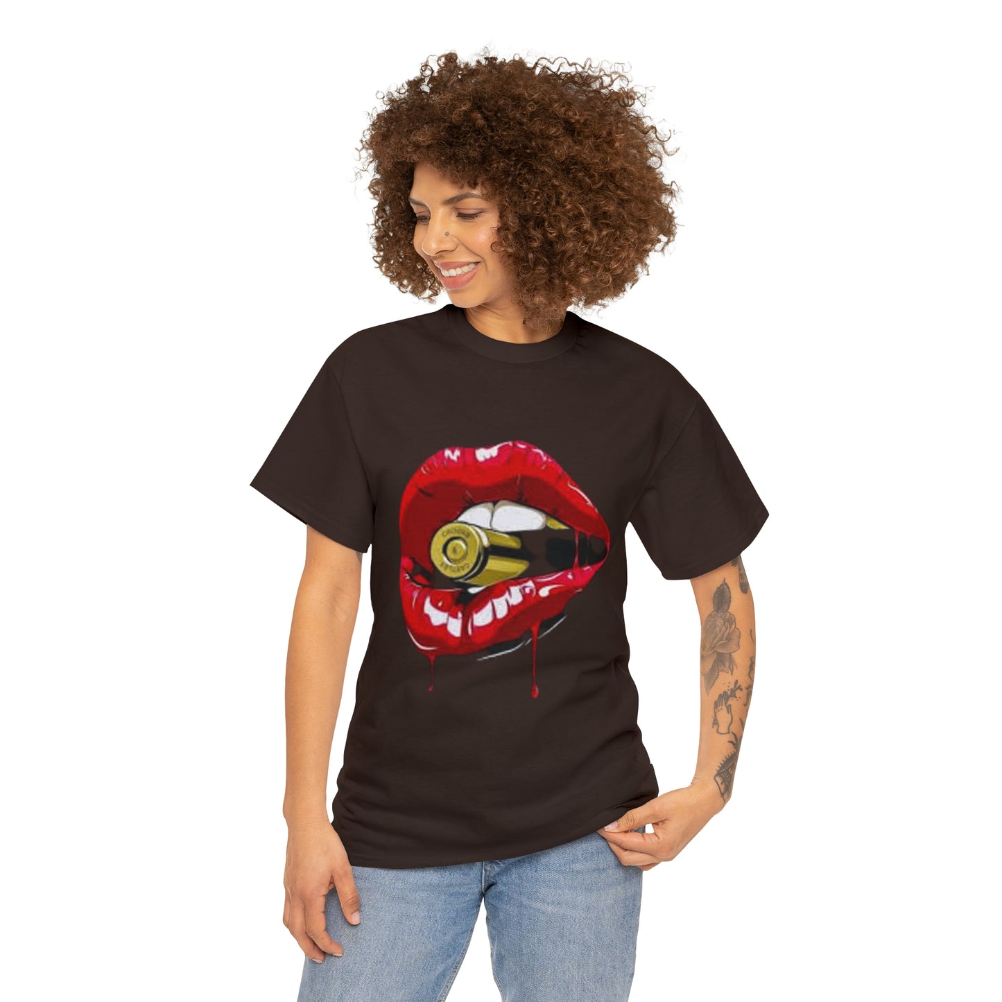 Lips with bullet. Unisex Heavy Cotton Tee