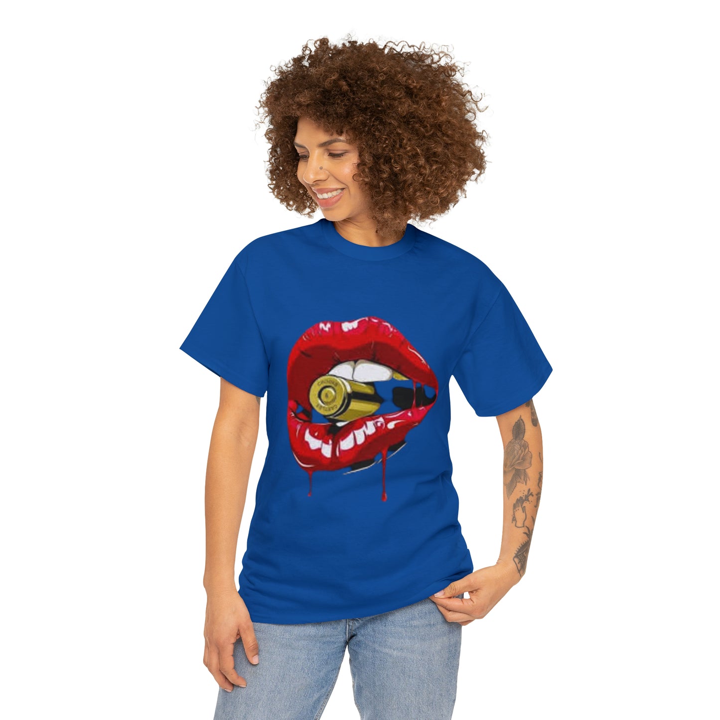 Lips with bullet. Unisex Heavy Cotton Tee